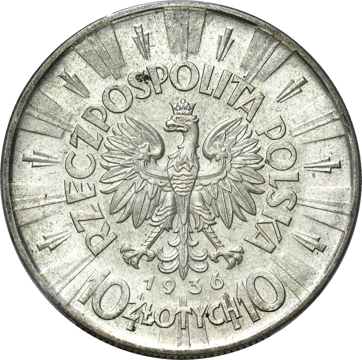 II RP. 10 złotych 1936 Piłsudski PCGS MS64 - WYŚMIENITE